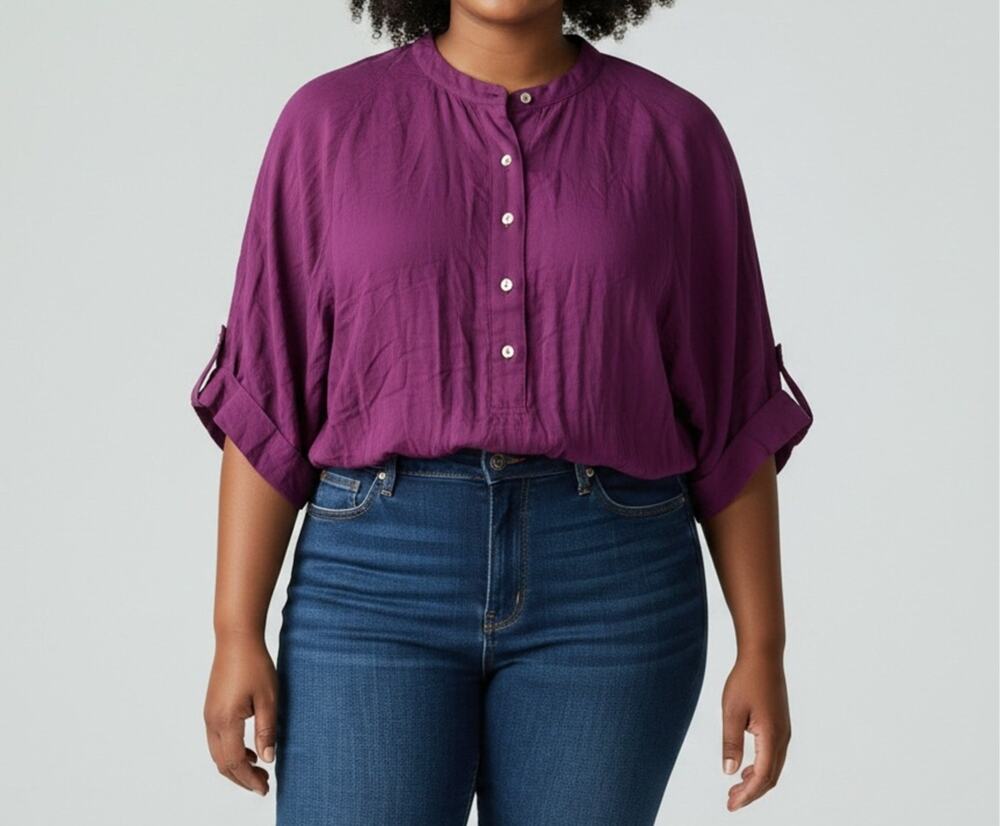 J.Jill Women's Tall XL Blouse - Purple Modal Rayon, Casual Boho Style